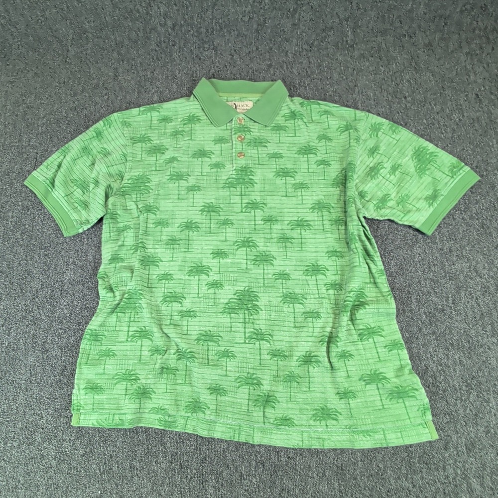 Joe Hack by Cabelas Men Polo Shirt L Green Cotton Palm Tree Tropical Golf Casual — photo 2
